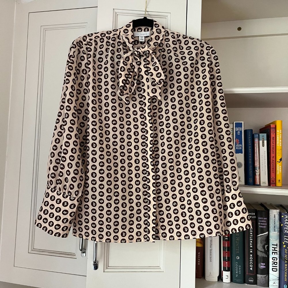 Topshop Equestrian Print Blouse with Ties